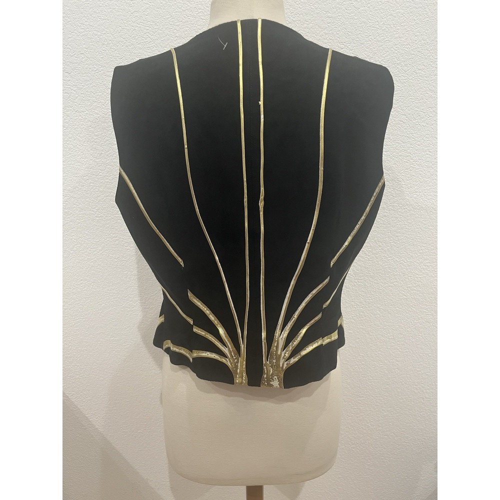 80's Soft Black Suede Metallic Painted Vest - Picture 3 of 10